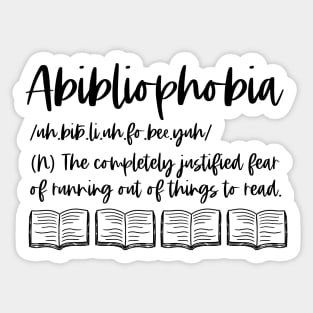 Abibliophobia Definition - Bookish Reader Funny Dictionary Sticker